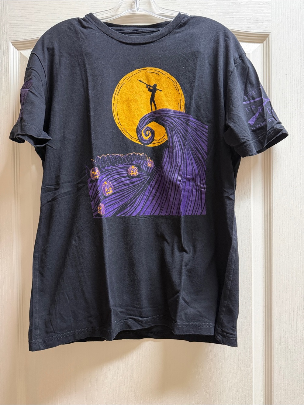 Grunt Style Black Tee with Yellow Moon and Purple Wave Graphic